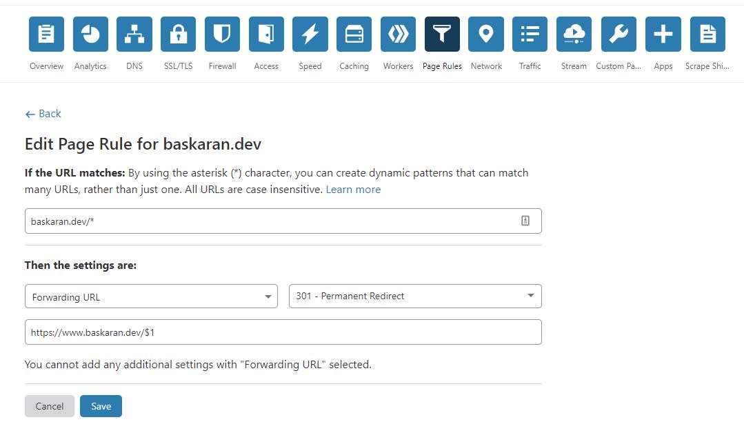 Configure page rule